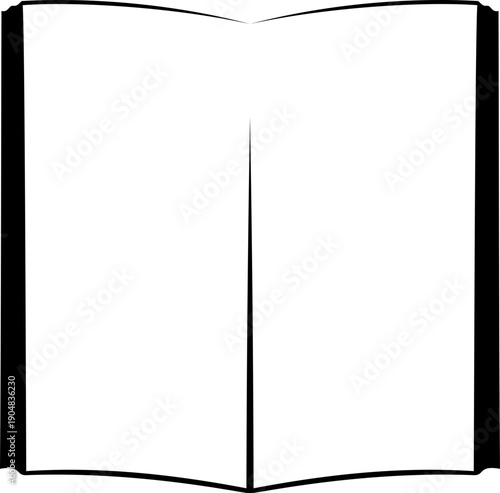 Minimalist Black Open Book Icon for Literature, Education, and Digital Library Design