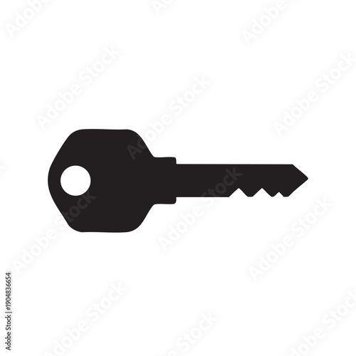 Isolated key icon vector illustration design in black silhouette representing security access and ownership perfect for real estate property and lock related concepts on white background
