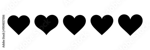 Hearts doodle drawn set with black outlines and simple shapes for design elements featuring love, symbols, icons with graphic and illustration elements for vector, art projects, clean composition on