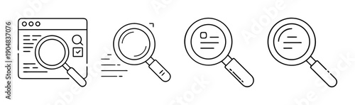 Magnifying glass icons for UI search functionality and document analysis