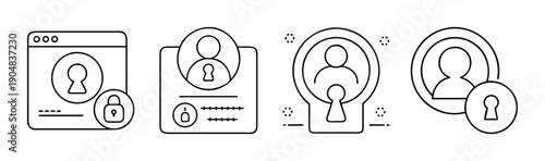 User authentication icons: login, keyhole, user profile, and padlock.