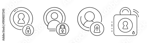 User authentication icons with lock and keyhole symbols for security