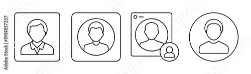 User profile avatar icons with different frames and silhouettes