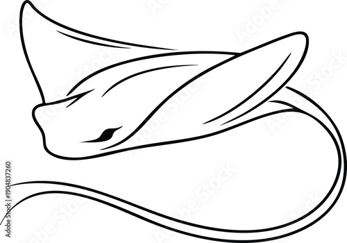 Stingray vector illustration simple outline drawing of marine life isolated on white background for aquatic themes