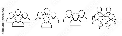 Group of people icons representing community and teamwork, diverse sizes