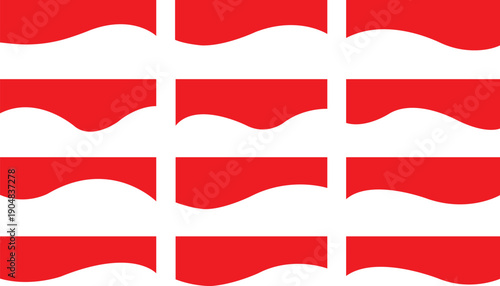 Abstract Red Wavy Banner Collection Set with Smooth Curved Shapes for Modern Design Background