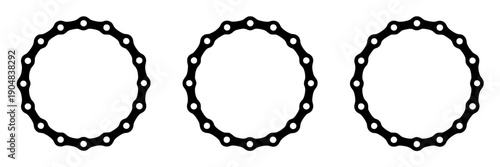 Chains hand drawn set with black and white circular links and detailed textures featuring chain, design, illustration with graphic and collection elements for industrial, mechanical projects, clean