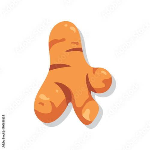 Stylized Fresh Ginger Root Graphic with Expressive Orange and Brown Tones, Capturing its Distinctive Appearance for Recipe, Health, and Herbal Concepts