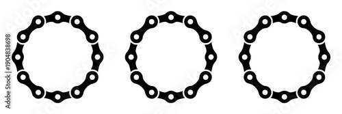 Chains hand-drawn set with black and white circular links and connectors featuring illustration, design, vector with simple and minimalist elements for graphic, elements projects, clean composition