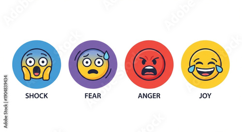 Comic Style Reaction Faces Flat Vector