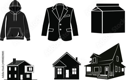 Fashion and textile industry icons collection for design and manufacturing