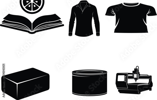 Fashion and textile industry icons collection for design and manufacturing