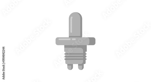 Gray rubber stopper with ribbed design isolated against a clean white background, featuring a cylindrical shape and smooth surface