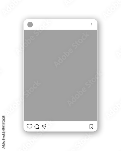 Foto Minimal Instagram post mockup with blank photo area and clean interface on neutral background