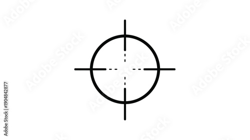 a simple crosshair design graphic featuring a circular center and intersecting lines silhouette