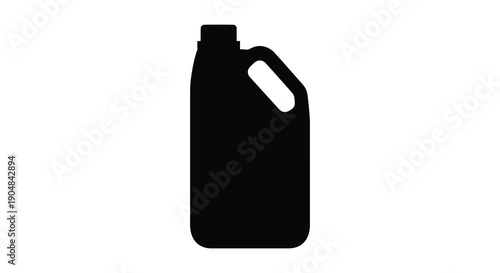 A simple black silhouette depicts a plastic container with a handle resembling a gallon jug high quality professional