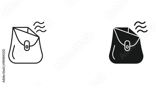 Stylish Handbag Icons with Flap Closure in Black and White