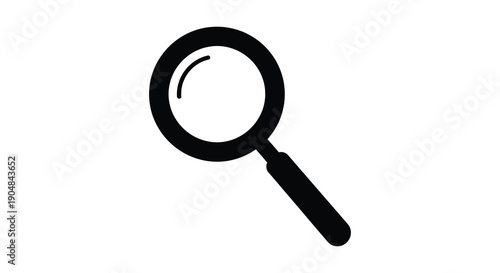 A simple black silhouette depicting a magnifying glass commonly used for investigation and detailed observation high quality professional