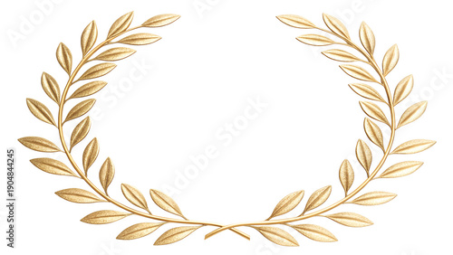 Elegant Gold Laurel Wreath Border Minimal Line Art on White Background