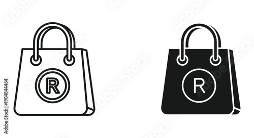 Black and white luxury handbag icons isolated on transparent background vector illustration design