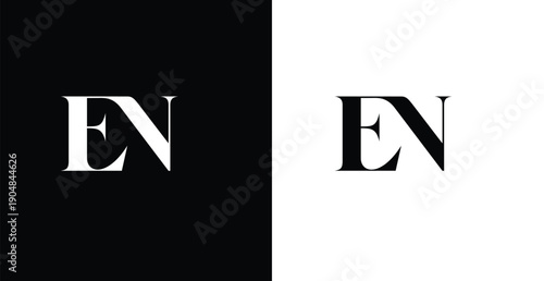 EN Monogram Logo Vector | Minimal Luxury Initials in  Black and white