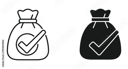 Money bag icon success and failure comparison vector illustration isolated on white background minimalist design