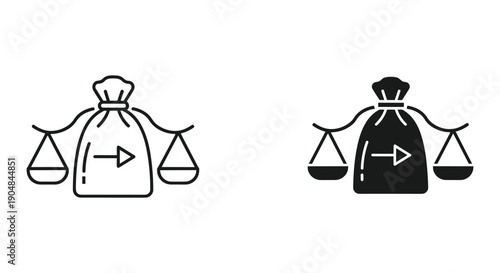 Justice scales balance decision concept with forward arrow symbolizing progress and fairness in law and business