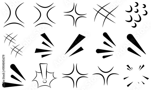 Set Of Comic Attention Icon, Icons that express awareness, discovery, attention, and emphasis, Simple Icon Vector Design, best used for presentation, application, web and banner