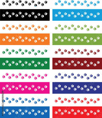 Paw Prints. Cute pets and Dogs pets paw print isolated on white background. Animal paw prints.