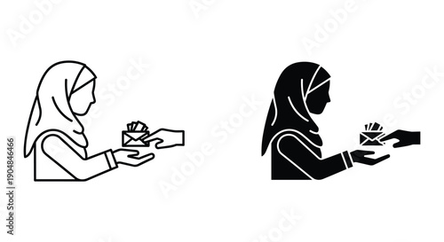 Muslim woman receiving gift box from colleague in office professional hijab celebration diversity workplace culture