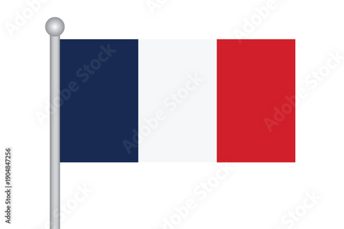 Vector Flag of France with a flagpole. French Republic banner