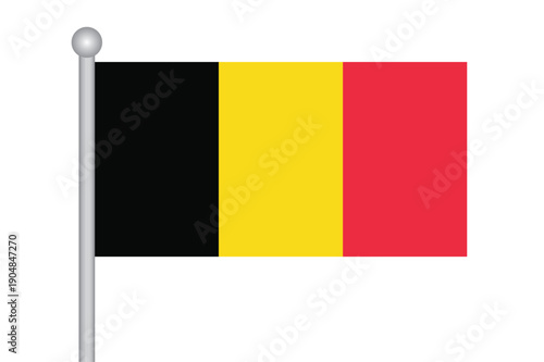 Vector Flag of Belgium with a flagpole