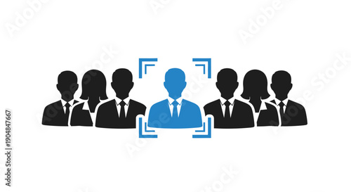 Business team focusing on a highlighted male colleague in a professional setting together