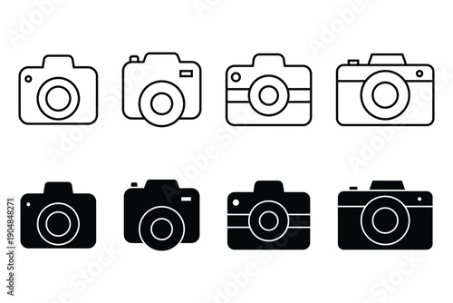 Camera photo sign symbol icon set