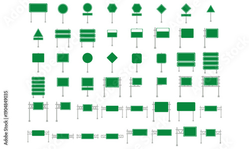 Set Of Blank Green Road Sign Board Icon, Simple Icon Vector Design, best used for presentation, application, web and banner