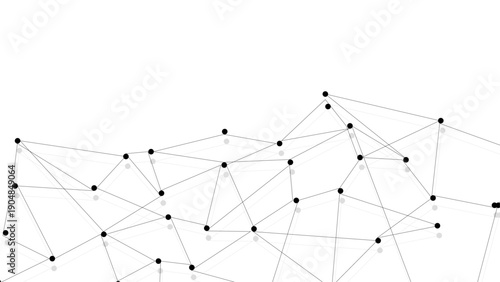 Abstract Connected Dots and Lines Network Background, Minimal Black and White Geometric Mesh, Technology Data Connection Structure with Copy Space