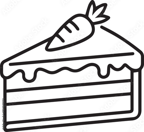 Carrot Cake Slice Line Art