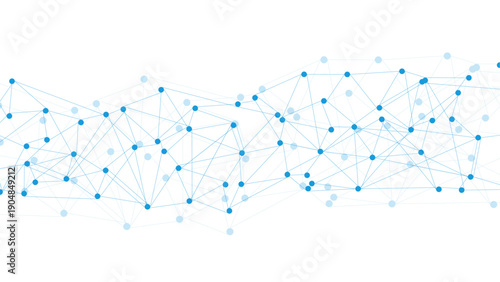 Abstract blue network connections background with linked nodes and lines, modern digital data visualization for technology, AI, communication and futuristic interface design