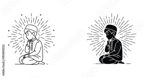 Meditating Figures in Lotus Position with Aureole and Radiant Aura