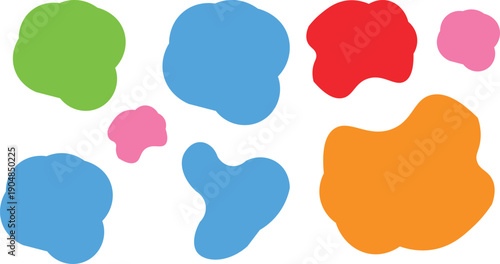 Colorful Organic Blob Shapes Set with Fluid Abstract Forms and Vibrant Wavy Elements