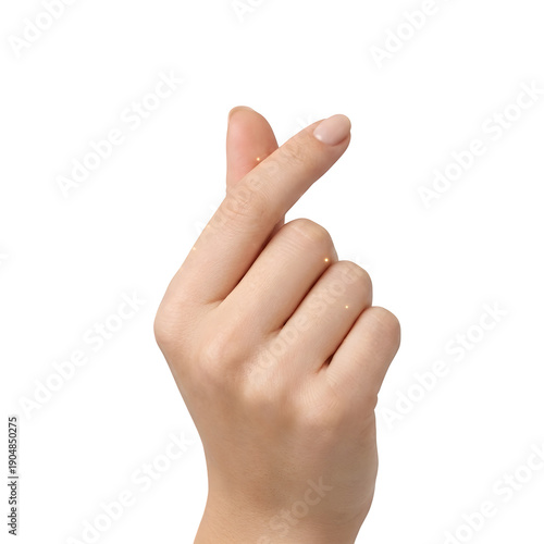 Hand Making Korean Heart Gesture Isolated on Transparent Background