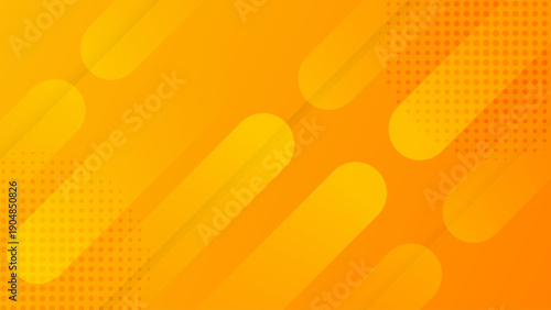 Bright orange abstract background with rounded diagonal shapes and halftone dots, modern vibrant gradient design for marketing banners, posters, web and digital branding