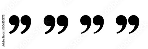 Quotation marks set with black typographic symbols for text formatting and emphasis featuring typography, punctuation, writing with design and communication elements for style, clean projects, clean