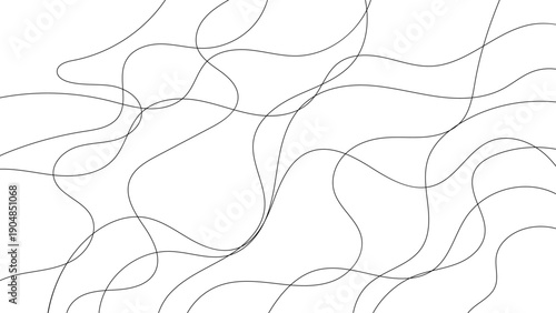 Abstract Black Continuous Line Scribble Pattern on White Background, Minimal Hand-Drawn Curved Line Art Texture for Modern Design, Creative Doodles and Contemporary Layouts