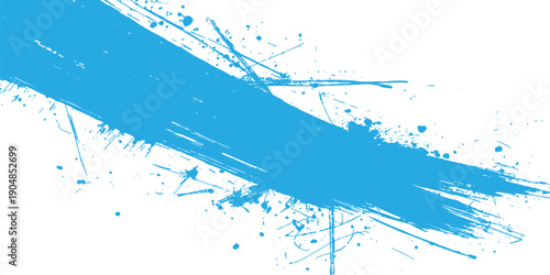 An abstract blue grunge texture background featuring artistic watercolor paint splashes and liquid ink drops with a wavy vector brush design