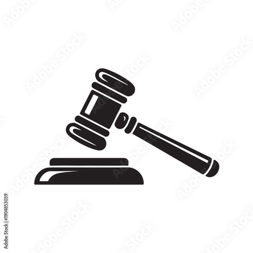 Judge Gavel Icon – Court, Law and Justice Black Vector Illustration