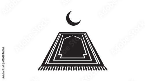 Vector Illustration Of Muslim Prayer Mat With Crescent Moon For Islamic Faith And Ramadan Concept
