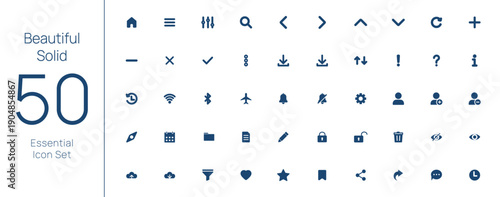 50 Solid UI Icon Pack for Web and Mobile Apps