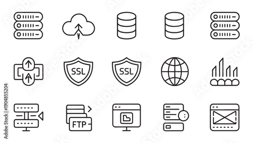 Grid of 12 black-and-white shopping cart icons with varied designs and added elements.