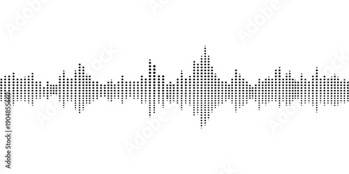 An abstract digital city skyline vector illustration featuring a blue music soundwave equalizer and urban building lines for a modern technology business concept art design